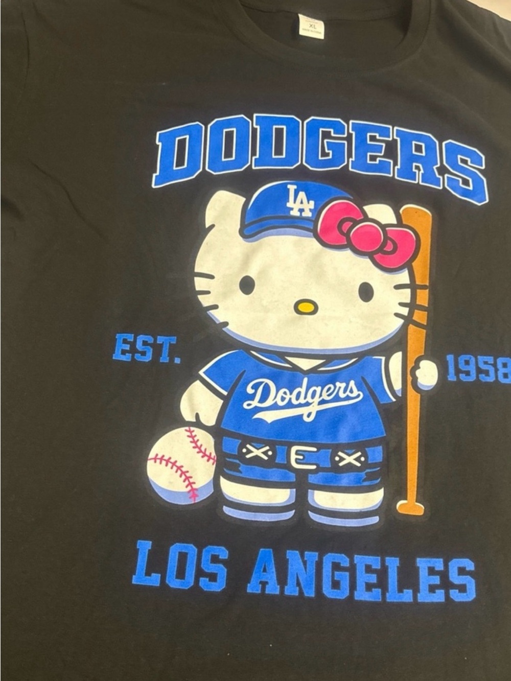Hello Kitty x Dodgers  Black Graphic Tee